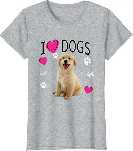 Vista 23 de Camiseta I Love Dogs - Camiseta Golden Labrador retriever, Azul Negro