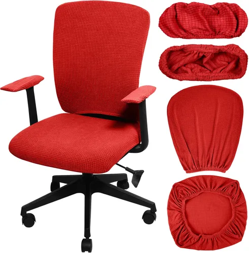Vista 14 de Tallew Juego de 4 fundas protectoras universales para sillas de oficina, fundas de asiento elásticas para sillas de oficina, fundas para Negro