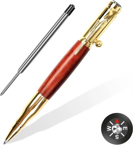 Vista 7 de Bolígrafo Bolt Action con brújula y clip para rifle y recargas adicionales y decoración de oficina, regalo para papá/colega/novio/esposo