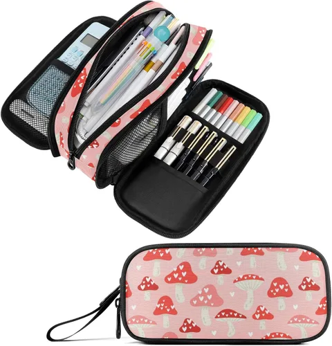Vista 11 de Fustylead Estuche para lápices de gran capacidad para notas musicales, bolsa de maquillaje multiusos, bolsa de almacenamiento para oficina