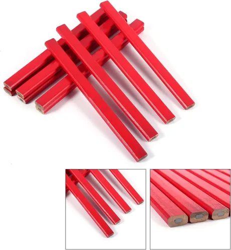 Vista 4 de 10 unids/pack 6.890 in carpintero lápiz octogonal duro negro rojo carpintero lápiz para constructor carpintería