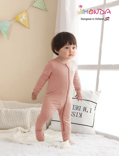 Vista 18 de Jimonda Pijama de bambú para bebé, unisex, para niños y niñas, de una pieza, manga larga, cierre de cremallera de 2 vías, mameluco