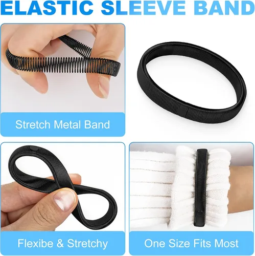 Vista 16 de Coolrunner 6 piezas antideslizantes elásticos para camisas de manga de brazaletes metálicos para ligas elásticas de banda
