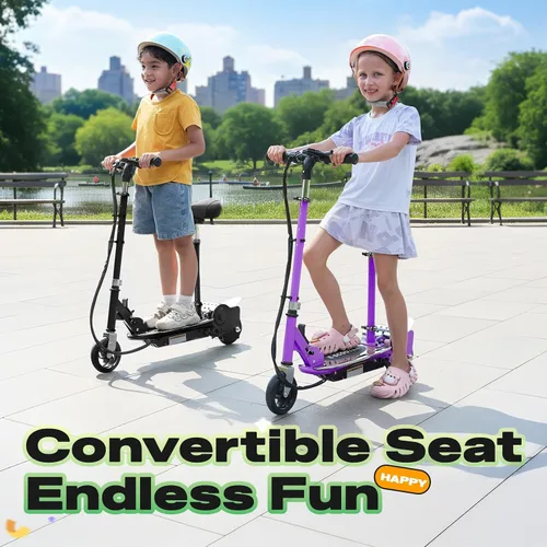 Vista 3 de Electric Scooter with Seat, Adjustable Height for Kids Ages 6-12, up to 10mph ＆ 155lbs Max Load, Removable Seat 2 Riding Styles