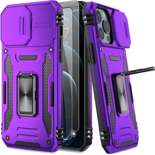 Vista 27 de Funda para iPhone 13 Pro con protector de pantalla, cristal transparente, antiamarillo, acrílico resistente, funda protectora de grado militar