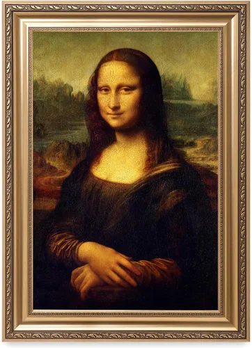 Vista 14 de DECORARTS - Leonardo Da Vinci Mona Lisa - Arte enmarcado con marco de bronce antiguo, impresión giclée, retrato renacentista fabricado en Estados