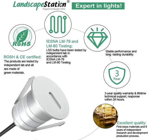 Vista 7 de Paquete de 10 luces LED de 1 W, luz blanca cálida para escaleras Plateado
