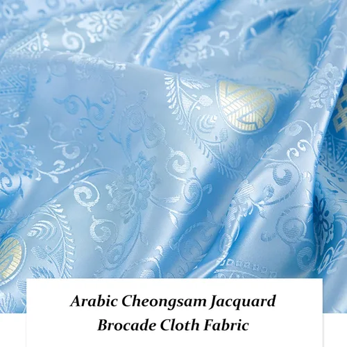 Vista 2 de BAWHO Mooie Jacquard Stof Elegant Licht Fel Kleur Patroon Ontwerp Bloem Ambachten Doek Voor Naaien Cheongsam Kostuums Damesjurken DamesjurkenBlauw75