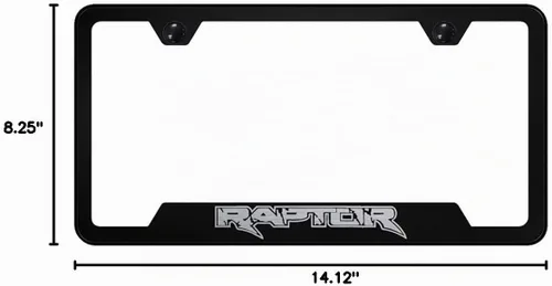 Vista 2 de Ford Raptor Black Stainless Steel License Plate Frame Negro