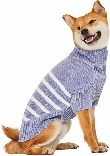 Vista 19 de Blueberry Pet Suéter de Chenilla Suave y Acogedor Elegante a Rayas para Perro en Rojo Borgoña, Longitud de Espalda 10", Paquete de 1 Prenda
