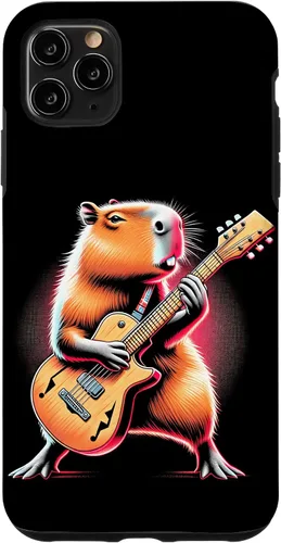 Vista 13 de iPhone 16 Capybara Playing Guitar Like A Rocker Guitarist Rock'n Roll Case