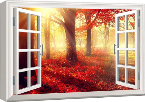 Vista 10 de Cuadro decorativo con diseño de ventana moderna blanca con vista, de la marca Wall26®