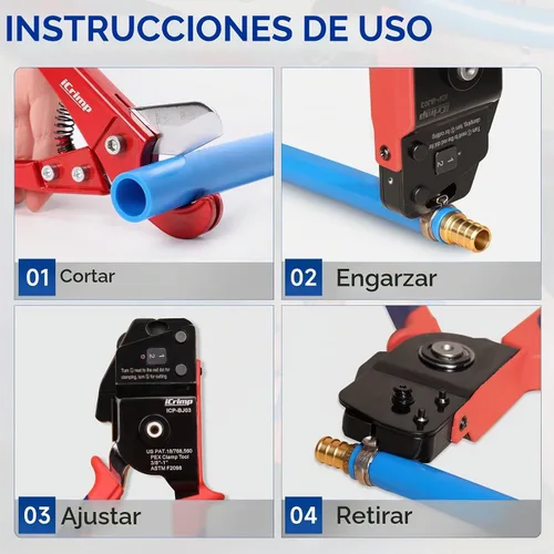 Vista 3 de iCrimp BJ03 PEX - Kit de herramientas de extracción y cincha para abrazaderas de acero inoxidable de 3/8 a 1 pulgada