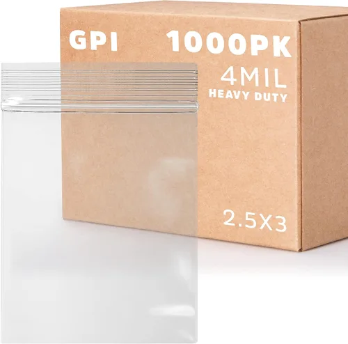 Vista 24 de Bolsas reutilizables de plástico transparente con cremallera – Paquete de 100 unidades GPI a granel de 2 x 3 pulgadas de grosor, resistentes