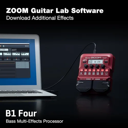 Vista 3 de Zoom B1 Four - Pedal procesador de multiefectos para bajo, con más de 60 efectos incorporados, modelado de amplificador, looper, sección rítmica