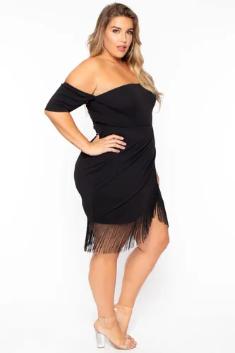 Vista 7 de ROSIANNA Vestidos de talla grande con borlas y hombros descubiertos para mujer