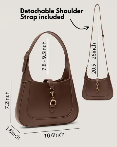 Vista 5 de Shoulder Bag for Women - Small Shoulder Purses - Top Handle Structured Handbags - Adjustable Strap Vegan Leather