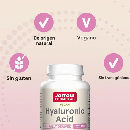 Vista 5 de ácido hialurónico de Jarrow Formulas, HYAL, 1, 1 Cuidado de la piel y apoyo a la salud, 60 cápsulas vegetales, suministro de hasta 30 días, apoya