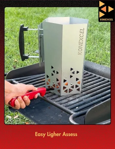 Vista 7 de Iniciador de chimenea para carbón XL y juego de iniciador de fuego, iniciador de carbón XL resistente para parrilla de carbón (tamaño XXL)