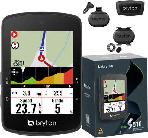 Vista 2 de Bryton Rider S510 Bike Computer and Sensors y Gardia R300L Radar trasero y Sport Mount Bundle