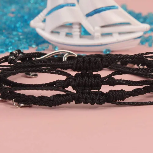 Vista 6 de Pulseras de tobillo impermeables con cuentas, pulseras de tobillo de playa con olas, pulseras de tobillo de acero inoxidable con monedas, joyería