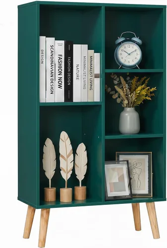 Vista 41 de YAHARBO Estantería de 2 cubos, soporte para tocadiscos negro con almacenamiento de vinilo de hasta 100 álbumes, estante horizontal para libros