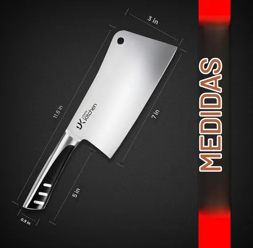 Vista 4 de Utopia Kitchen Cuchillo Cleaver de 7 pulgadas de Acero Inoxidable Cuchillos de Chef Carnicero para Carne, Verduras Cuchillo de Chef de Cocina