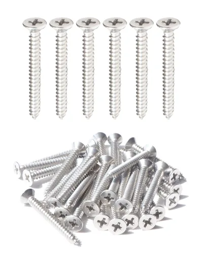 Vista 20 de IMScrews 100 tornillos de madera Phillips de cabeza plana inoxidable #4 x 1-1/4" (32mm) 18-8 (304) tornillos autorroscantes avellanados de acero