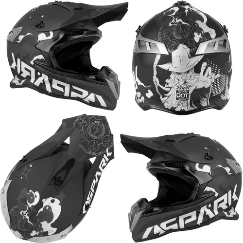 Vista 3 de SPARK Casco de motocross y ATV para adultos, casco de motocross certificado por DOT con liberación rápida, diseño ligero todoterreno para motocross