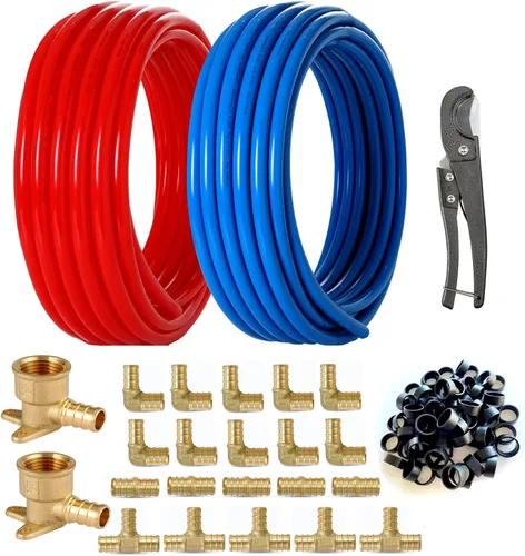 Vista 10 de Tubo PEX-B, 1/2 "2 x100FT Longitud PEX Tubos de Tubería con Cortador de Tubos