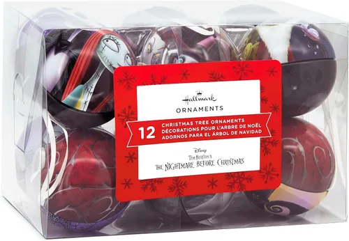 Vista 3 de Hallmark Disney Tim Burton El extraño mundo de Jack Adornos, Bola de Estaño, Juego de 12