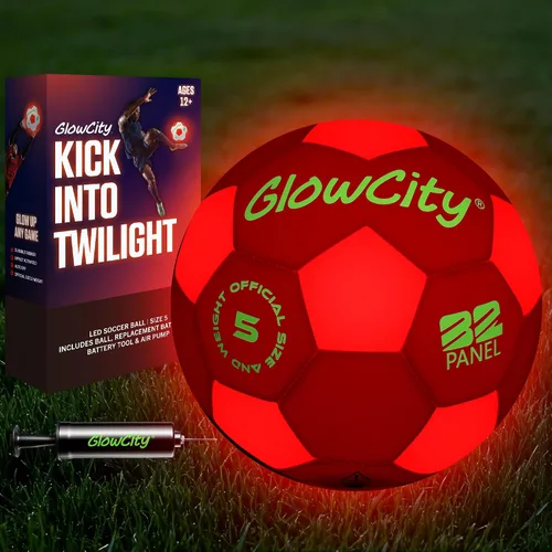 Vista 15 de GlowCity Balón de fútbol que brilla en la oscuridad - Tamaños 3, 4, 5 para niños, adolescentes y adultos - Balón de fútbol que se ilumina con 2