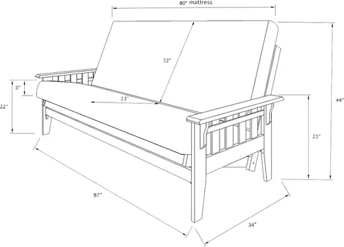 Vista 3 de Kodiak Furniture Tucson Futón Queen de 87 pulgadas con colchón de tela, cama Queen convertida, fácil montaje, con capacidad para hasta 3 personas