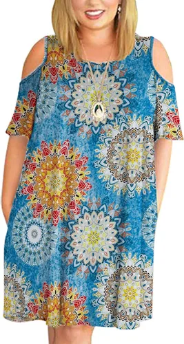 Vista 34 de Kancystore Vestido casual de verano para mujer, talla grande, con bolsillos Albaricoque