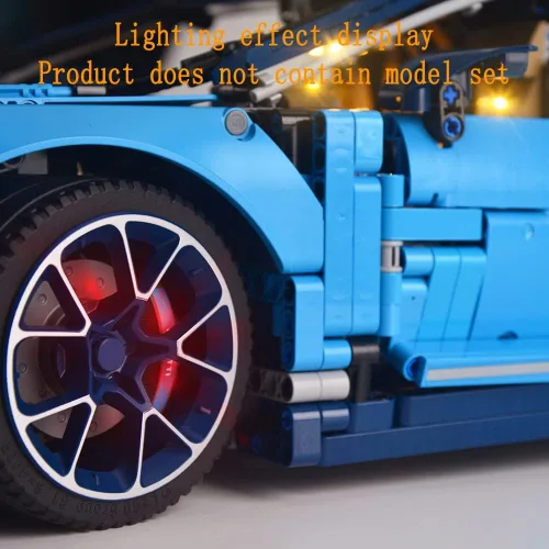 Vista 5 de GEAMENT Kit de luces LED versión mejorada para Technic Bugatti Chiron – Compatible con el modelo de construcción de autos de carreras Lego 42083
