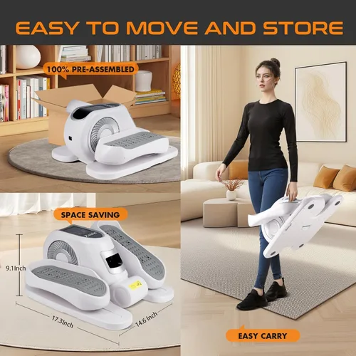 Vista 10 de Zakle Under Desk Elliptical Machine, Electric Elliptical Training Machine w/Remote Control, 12 Speed Levels, Quiet Seated Pedal Exerciser for Home