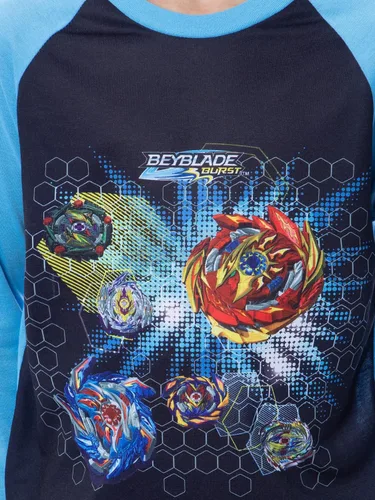 Vista 3 de INTIMO Beyblade Burst - Conjunto de pijama raglán para dormir con camiseta giratoria para niño