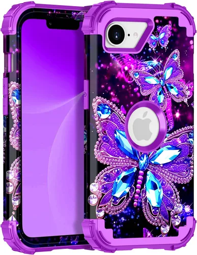 Vista 89 de Miqala Funda para iPhone 12, iPhone 12 Pro, que brilla en la oscuridad, tres capas, resistente a los golpes, protección de plástico duro + funda