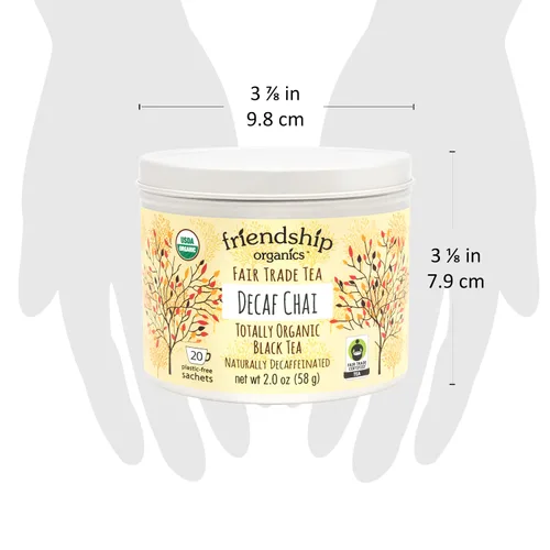 Vista 4 de Friendship Organics Bolsas de té Chai descafeinadas, orgánicas y de comercio justo, 20