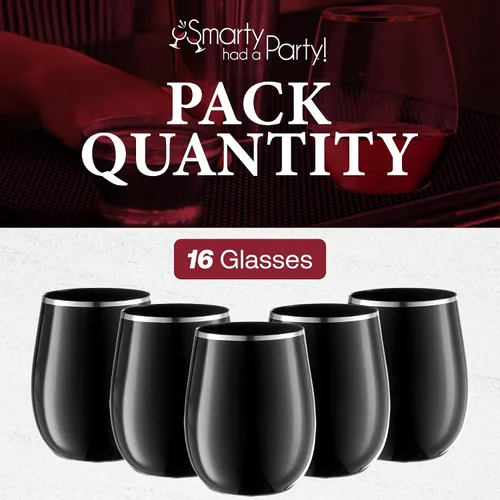 Vista 9 de Smarty Had A Party Vaso de vino de plástico, vasos desechables sin tallo de 12 onzas, elegantes vasos a granel para bodas, cumpleaños y todas
