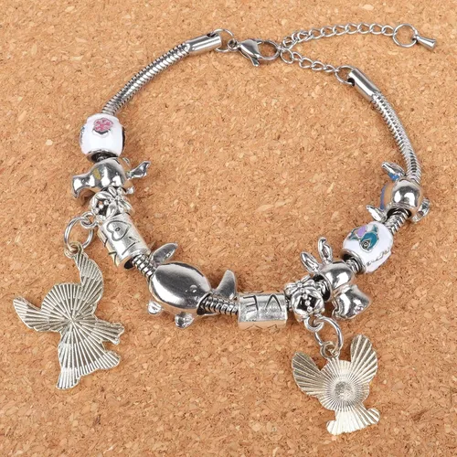 Vista 5 de HTPARY Stitch Bracelet Charm Bracelets DIY Cartoon Jewellery, Zinc Alloy Stitch Gift for Girls Daughter Women
