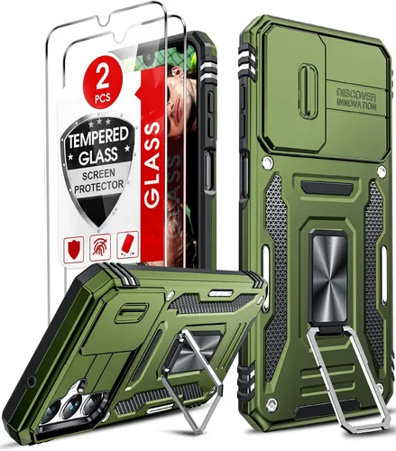 Vista 8 de LeYi Funda compatible para Samsung Galaxy A14-5G teléfono: Funda para Galaxy A14 con [2 unidades] Protectores de pantalla de vidrio templado