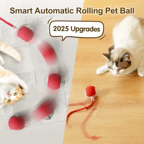 Vista 3 de Pelota de juguete interactiva para gatos, juguetes mejorados para gatos adultos aburridos en interiores y adultos, juguete interactivo auto rodante
