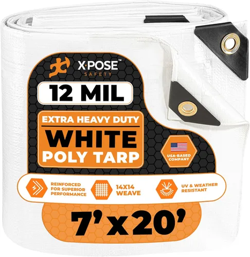 Vista 27 de Xpose Safety Lona protectora de polietileno plateado resistente de 5 x 7 pies - Funda protectora multiusos - Duradera, resistente al agua