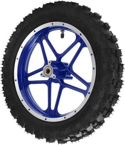 Vista 8 de Conjunto de rueda trasera, rueda trasera de 2.5 a 10 pulgadas, repuesto antideslizante para mini moto de cross de 2 tiempos (azul)