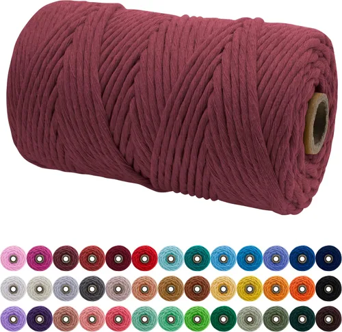 Vista 94 de JeogYong Cordón de macramé de un solo hilo 3 mm x 109 yardas (328 pies) Cuerda de algodón suave Hilo de macramé de 3 mm, suministros de macramé