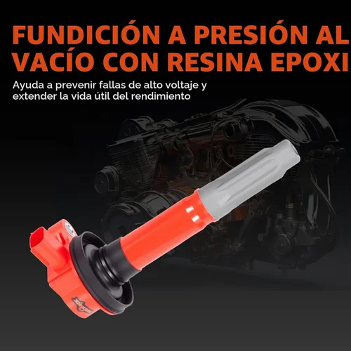 Vista 3 de Juego de 8 bobinas de encendido UF622 mejoradas rojas y bujías