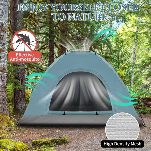 Vista 4 de Outvita Tienda de campaña para 4 personas con lluvia y bolsa de transporte, tienda de campaña impermeable de fácil instalación con ventanas de malla