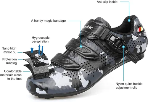 Vista 4 de Santic Zapatos de ciclismo unisex para interiores, zapatos de bicicleta de carretera, zapatos de equitación para hombres y mujeres