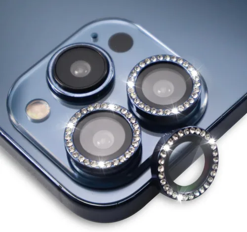 Vista 8 de BONVAN Protector de lente de cámara para iPhone 15 Pro/Pro Max/14 Pro/ProMax - Bling Glitter Diamond Metal Cristal Cristal Templado Accesorios